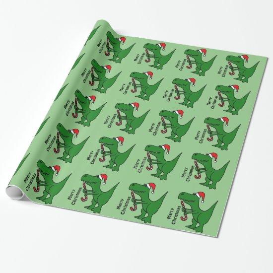 Funny Trex Dinosaur Christmas Gift Wrap