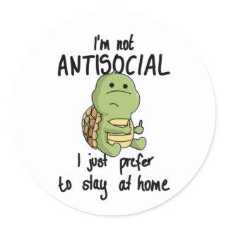 Funny Turtle for Introvert Turtle Lover Classic Round Sticker