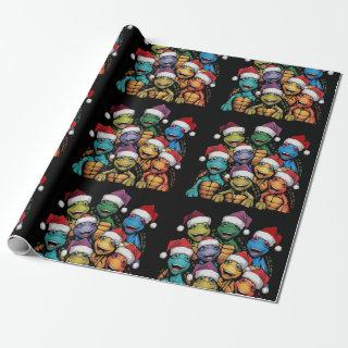 Funny Turtles in Santa Hats Christmas Abstract
