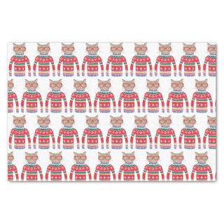 Funny Ugly Christmas Sweater, Cute Cat Lover Tissue Paper