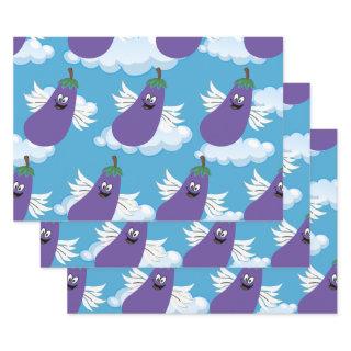 Funny Vegetable Eggplant Caricature Food Humor  Sheets