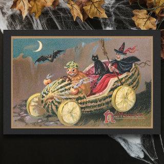 Funny Vintage Halloween Witch in Watermelon Car Tissue Paper
