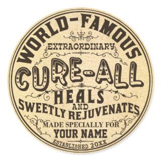 Funny Vintage Personalized Cure All Classic Round Sticker