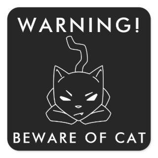 Funny Warning Sign | Angry Cat Logo Square Sticker