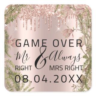 Funny Wedding Mr Right Always Mrs Right Game Over Square Sticker