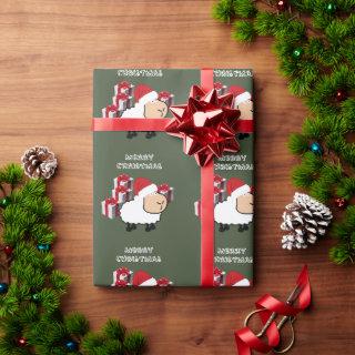 Funny whimsical cute Christmas sheep Wrapping Pape