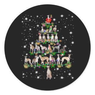 Funny Whippet Christmas Tree  Ornament Decor gift Classic Round Sticker