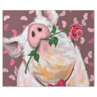 Funny  Gentleman Pig with Rose
