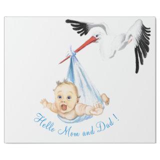 Funny  Stork with Baby - Custom Text