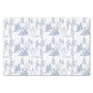 Funny Yeti Monsters Antique Winter Toile Pattern Tissue Paper