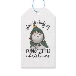 Furry Little Christmas Cute Cat Christmas Robe  Gift Tags