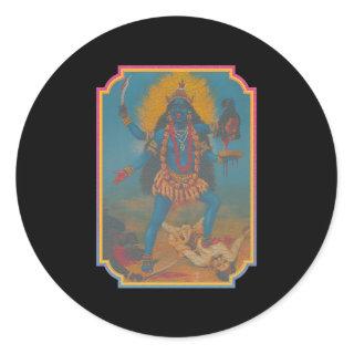 Fury Of The Warrior Goddess Kali Classic Round Sticker