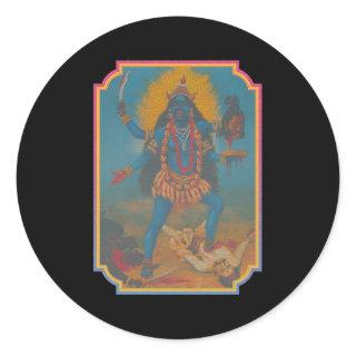 Fury Of The Warrior Goddess Kali Classic Round Sticker