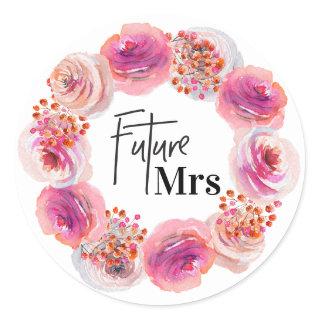 Future Mrs Bridal Shower Bright Floral Classic Round Sticker