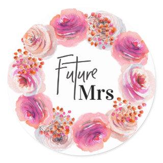 Future Mrs Bridal Shower Bright Floral Classic Round Sticker