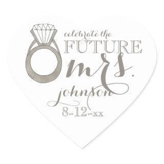 Future MRS. Bride-to-Be Diamond Engagement Ring Heart Sticker