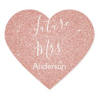 Future Mrs. Pink Rose Gold Bridal Shower Heart Sticker