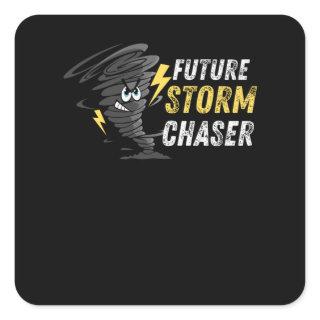 Future Storm Weather Chaser Funny Tornado Kids Square Sticker