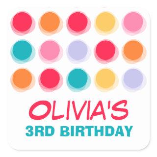 Fuzzy Blur Fun Color Dots Birthday Party Stickers