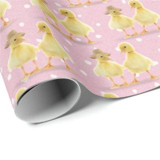 Fuzzy Duckling Couple On Polka Dots