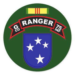 G Co, 75th Infantry Regiment - Rangers, Vietnam Classic Round Sticker