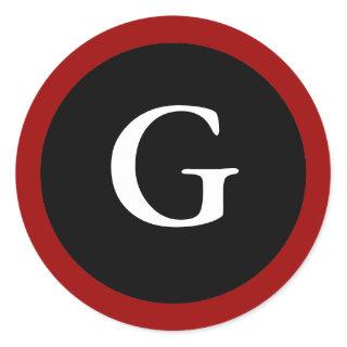 G : Initial G Letter G Red, White & Black Stickers