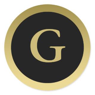 G :: Monogram G Elegant Gold and Black Stickers