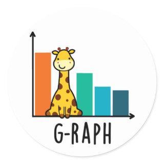 G-raph Funny Giraffe Graph Pun  Classic Round Sticker