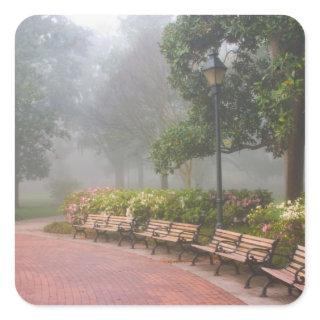 GA Savannah, Azaleas along brick sidewalk and Square Sticker