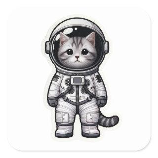Galactic Kitty Cadet Square Sticker