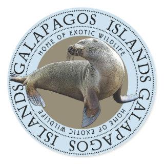 Galapagos Islands Sea Lions Classic Round Sticker