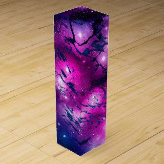 Galaxy Glow | Cosmic Blue Purple and Pink Marble Wine Box