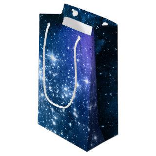 Galaxy Lovers Starry Space Blue Sky White Sparkles Small Gift Bag