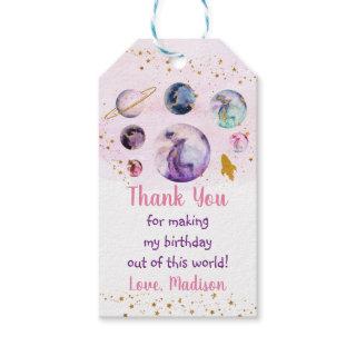 Galaxy Pink Gold Outer Space Birthday Gift Tags