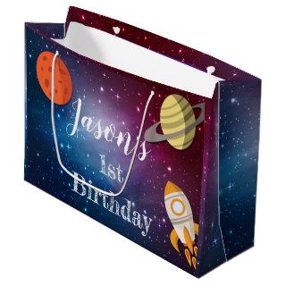Galaxy Themed Space Rocket 1st Birthday Party Large Gift Bag
