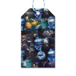 Galaxy visitors in space gift tags