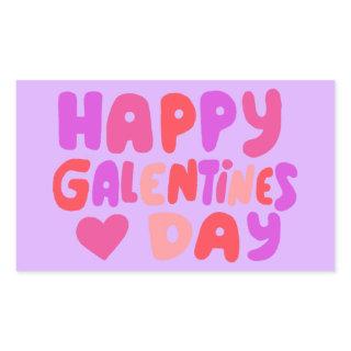 Galentines Day Bubble Letters Curvy Retro Groovy  Rectangular Sticker