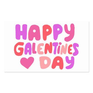 Galentines Day Bubble Letters Curvy Retro Groovy  Rectangular Sticker