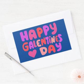 Galentines Day Bubble Letters Curvy Retro Groovy  Rectangular Sticker
