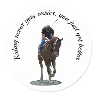 Galloping Thoroughbred Horse And Rider Sticker