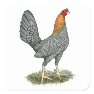 Game Hen Blue Red Square Sticker