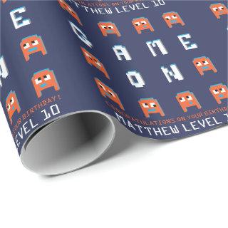 Game on retro alien gamers orange custom birthday