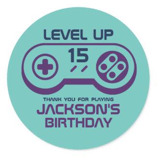 Gamer Boy Gaming Level Up Video Games Birthday Classic Round Sticker