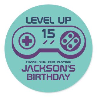 Gamer Boy Gaming Level Up Video Games Birthday Classic Round Sticker