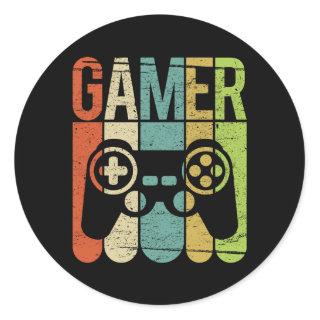 Gamer Game Controller Classic Round Sticker