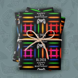 Gamer Video Game Controller Neon Birthday Party  Sheets