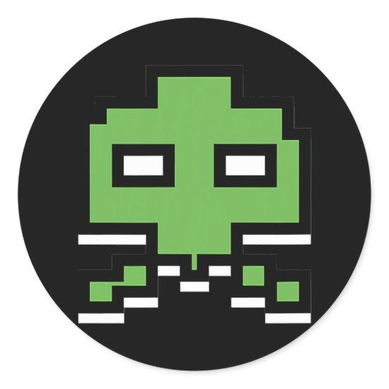 Gamer's Gaming Alien Invader Arcade 80s 90s Classic Round Sticker