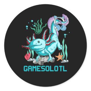 Gamesolotl Axolotl Video Game Kawaii Anime Japanes Classic Round Sticker