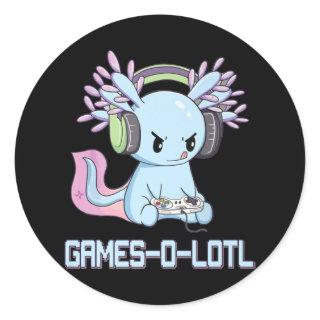 Gamesolotl Axolotl Video Gamer Kawaii Pastel Goth Classic Round Sticker