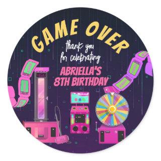 Gaming and Arcade Birthday Thank You Classic Round Sticker